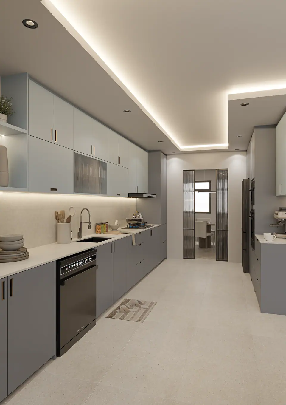 Secondary kitchen view with calm contrast