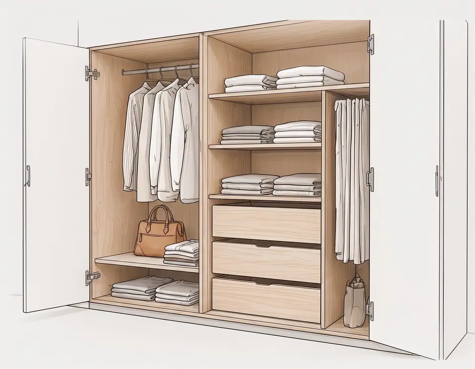 Wardrobe space planned with smart storage