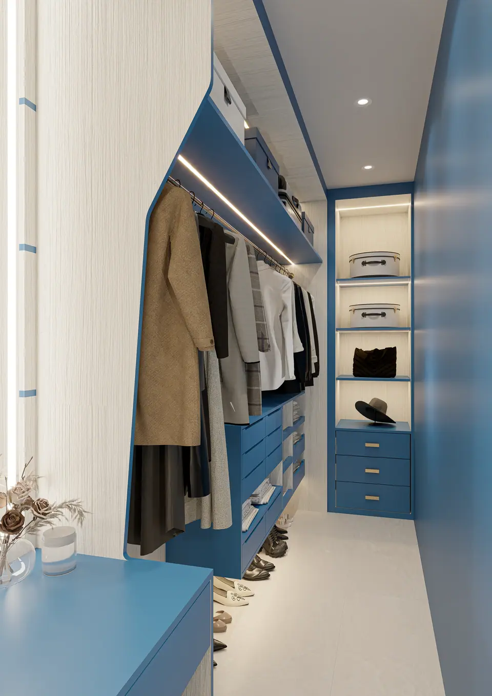 Wardrobe elevation in a narrow space