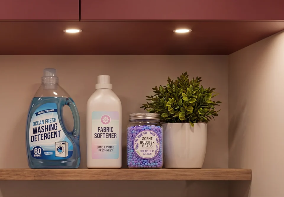 Open shelf with books and everyday objects