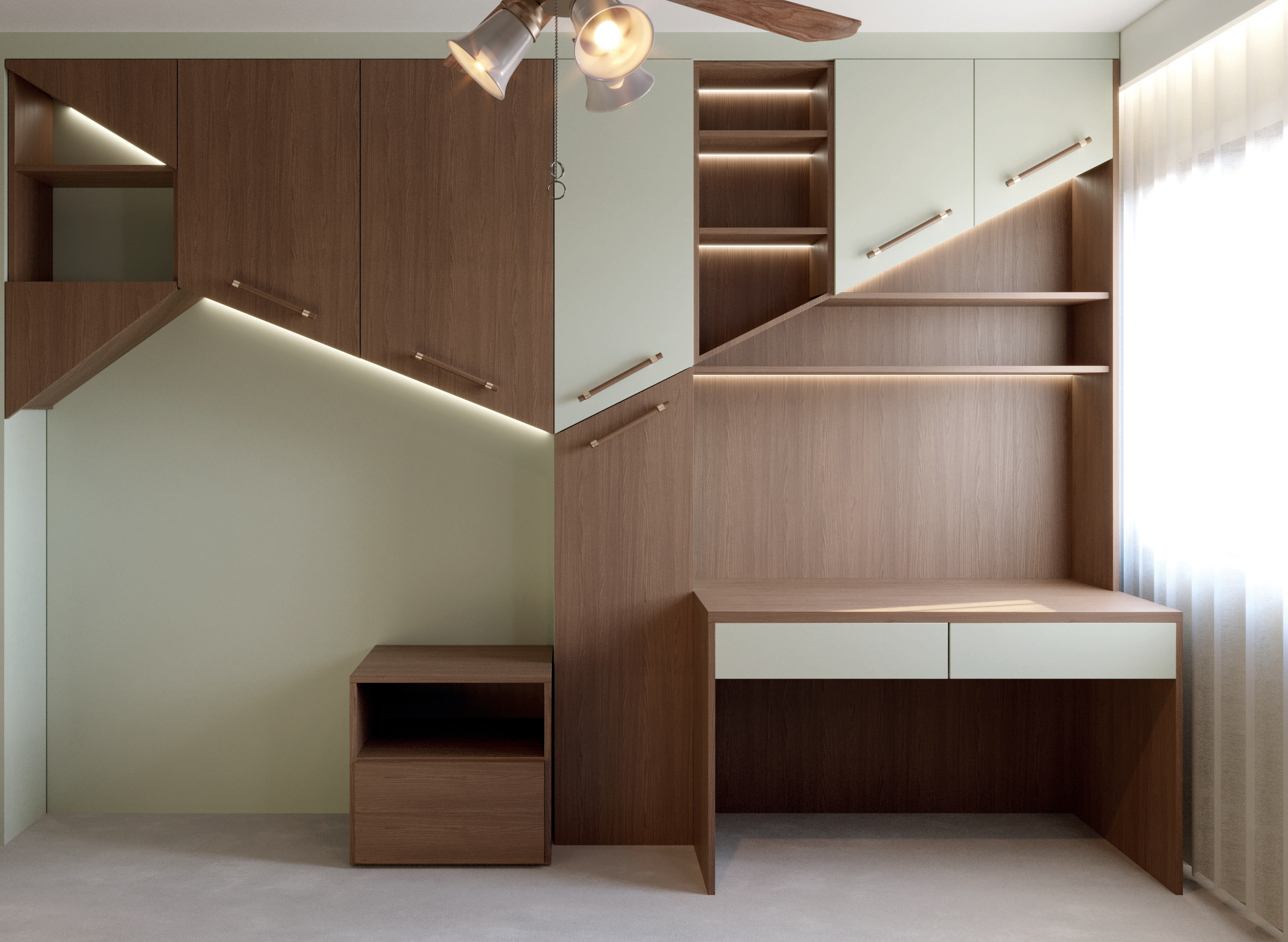 Study alcove and open storage
